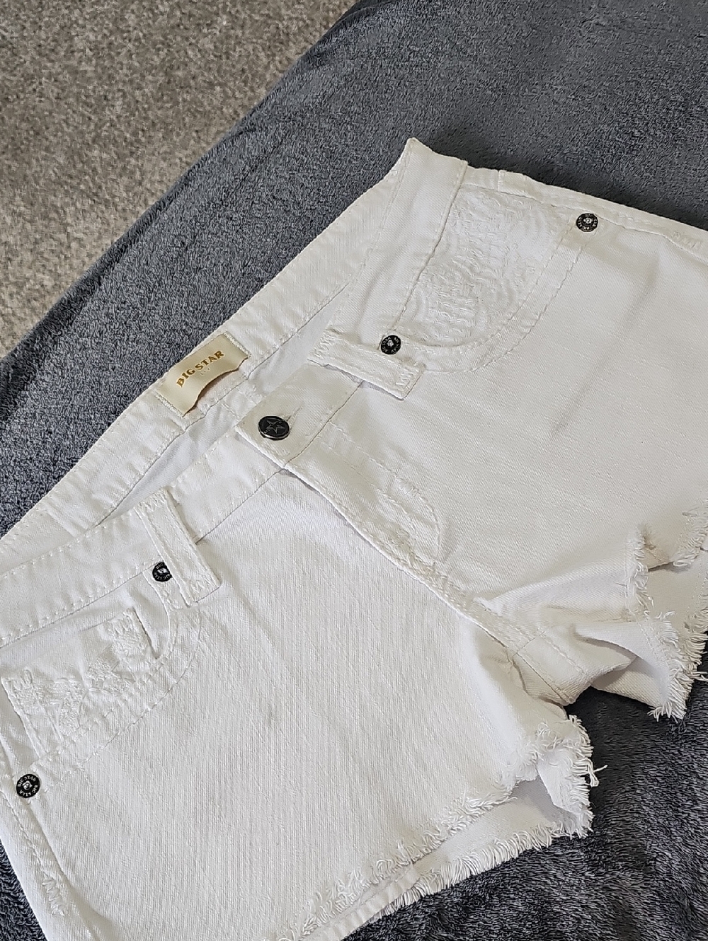 Big Star White Frayed Denim Cutoff Shorts